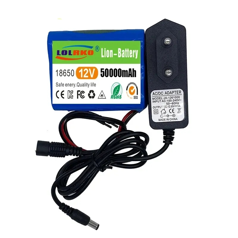 12V 50000mah battery 18650 Li-ion 50Ah Rechargeable batteries with BMS Lithium Battery packs Protection Board +12.6V Charger