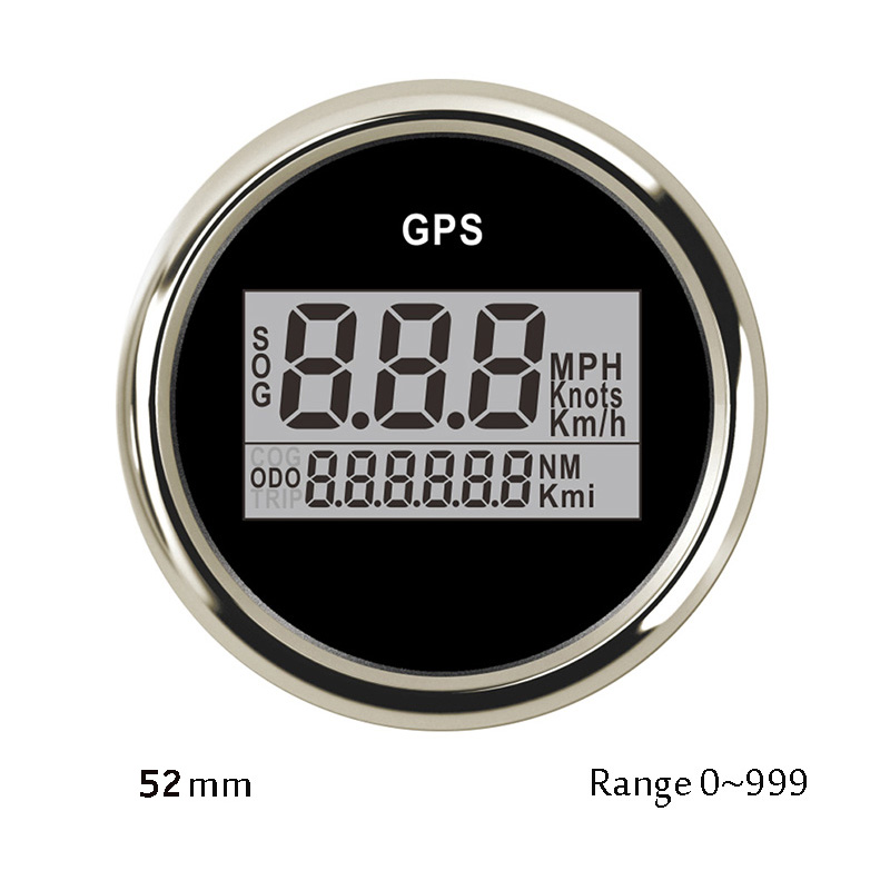 52mm ATV Digital GPS Speedometer Odometer for Boat Car Motorcycle Marine LCD Display Mile Per Hour knots Meter 12V 24V: BS Red Light