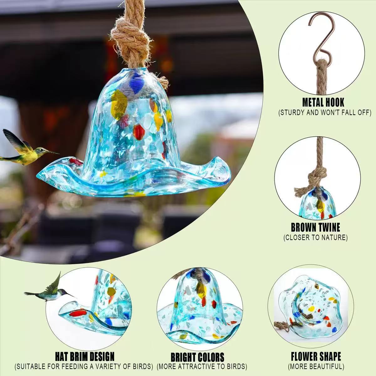 Comedero para pájaros, decoraciones para jardín, comedero para pájaros para jardín, molibrí al aire libre, comedero para pájaros salvajes
