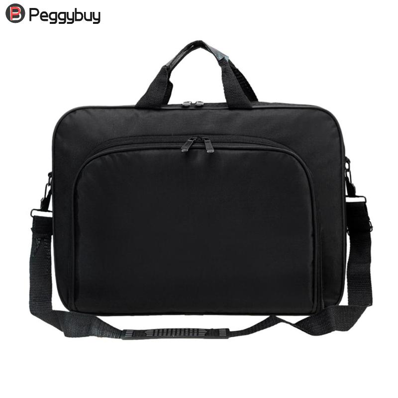 Negócios portátil unisex bolsas de computador de náilon zíper ombro portátil simples sacos maleta preto