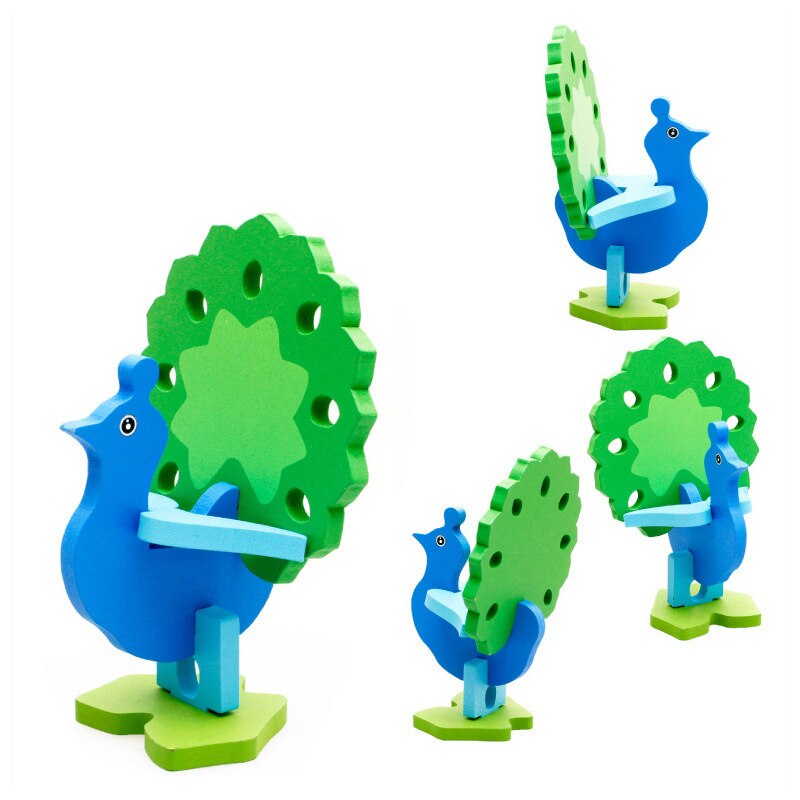 Giocattoli per bambini Puzzle 3D in legno cartone animato modello animale blocchi per bambini giocattoli educativi precoci per giochi per bambini: Peacock