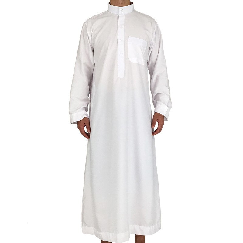 White Long Sleeve Islamic Men Clothing Jubba Thobe Abaya Dubai Saudi Arabia Traditional Ramadan Kurta Eid Arab Robes: 58