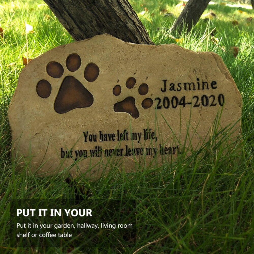 Cão lápide pata impressão lembrança do animal de estimação memorial pedra placa jardim pedra