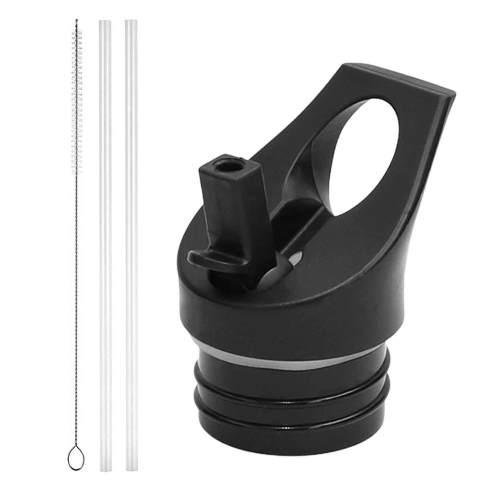 Couvercles de paille à large bouche pour hydroflacon, couvercle de bouteille d&#39;eau 12-64Oz, comprend 2 couvercles étanches, 4 pailles, 2 brosses à paille: C