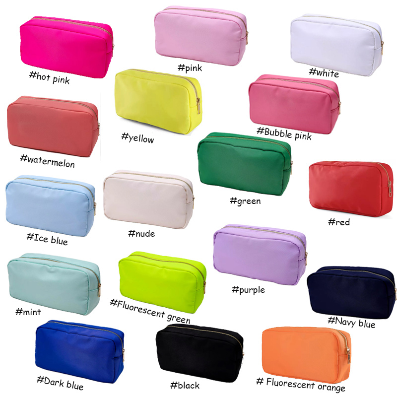 Stock Multi Colors Nylon Pouch Large Cosmetic Bag Zipper Toiletries Organizer Bag For Women Girls Makeup Pouch