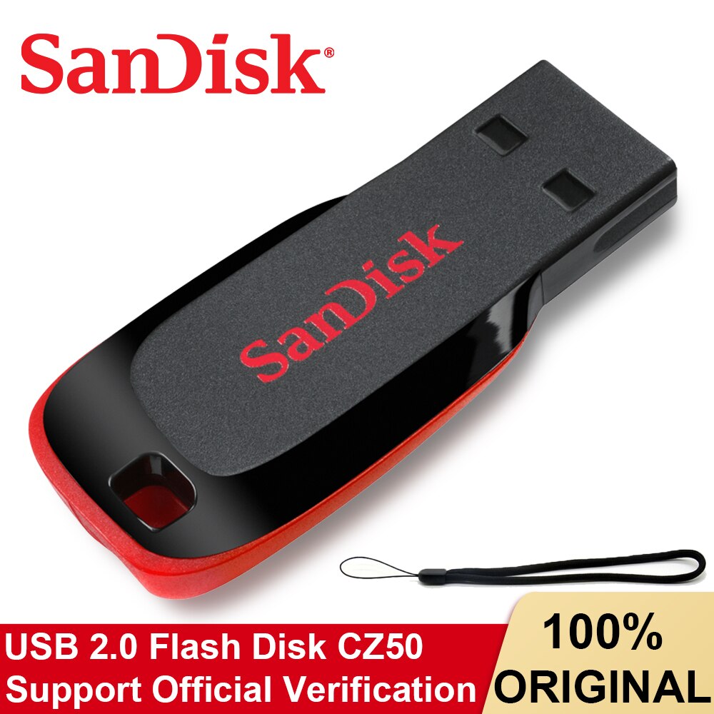 SanDisk Cruzer Blade USB 2.0 Flash Drive 128GB 64GB 32GB 16G Pendrive Original Sandisk Memory Stick SDCZ50 Flash Disk USB2.0