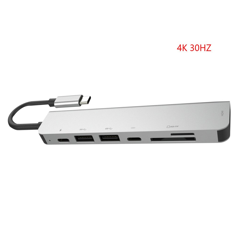 7 in 1 USB-C Hub Dock in Lega di Alluminio 4K HD 30HZ Dual USB 3.0 Port Adapter PD USB C Slot SD e lettore di Schede di TF