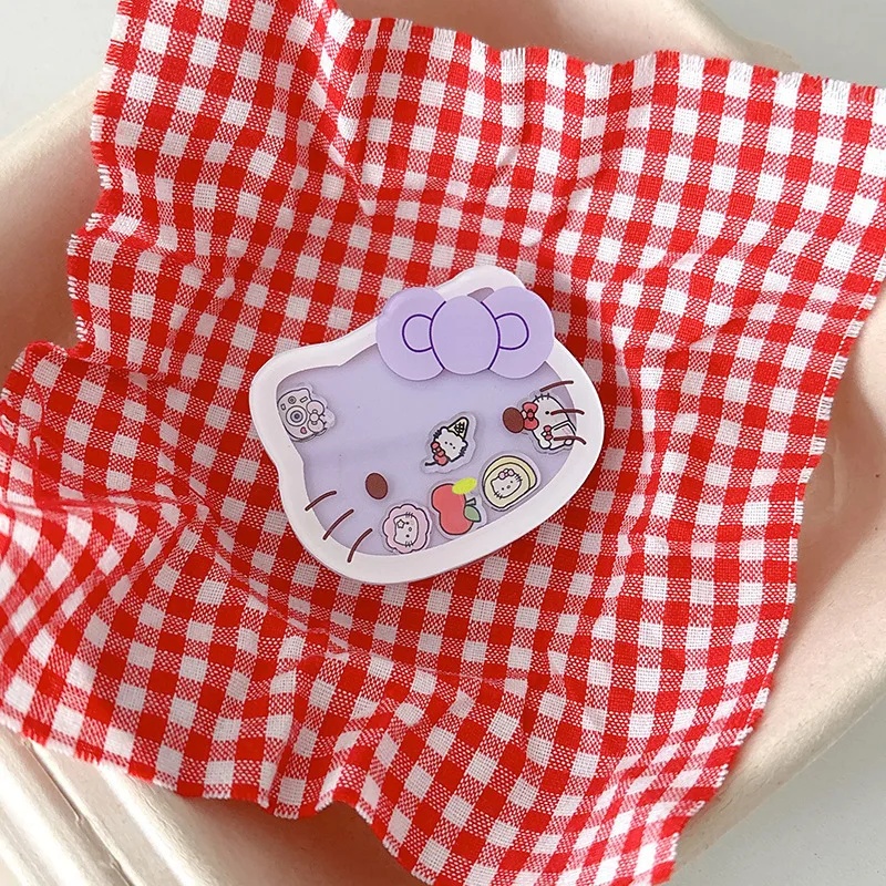 Soporte de Airbag para teléfono móvil con de gato de dibujos animados, estilo coreano INS, soporte para reloj de TV de escritorio con corazón para mujer, accesorios portátiles para equipo de motocicleta: Morado
