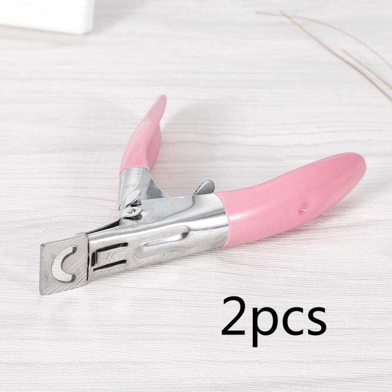 Stainle Staal Nail Art Clipper Scissor Cuticle Pedicure Manicure Rand Nail Art Manicure Acryl Gel False Tip Clipper Cutter: 2pcs Random Color