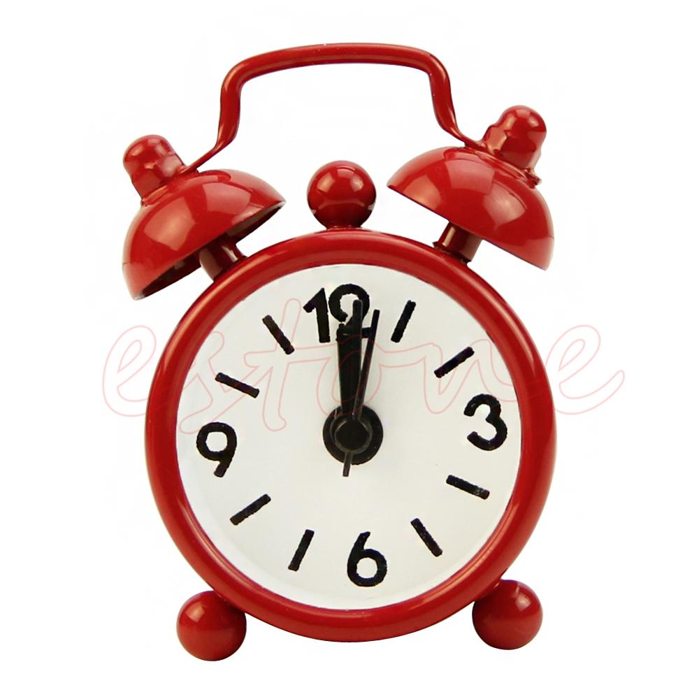 Lovely Cartoon Dial Number Round Desk Alarm Clock For Kid Home Decor: red