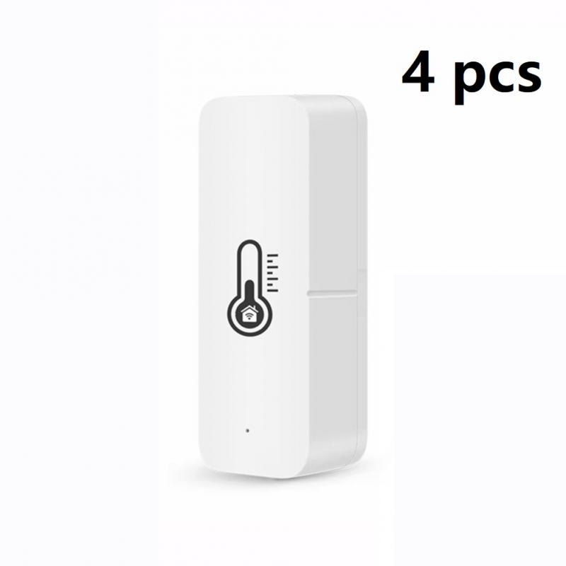 Tuya Wifi Smart Temperature And Humidity Sensor With Buzzer Alarm Smart Life APP Voice Control Support Alexa Google Assistant: 4pcs