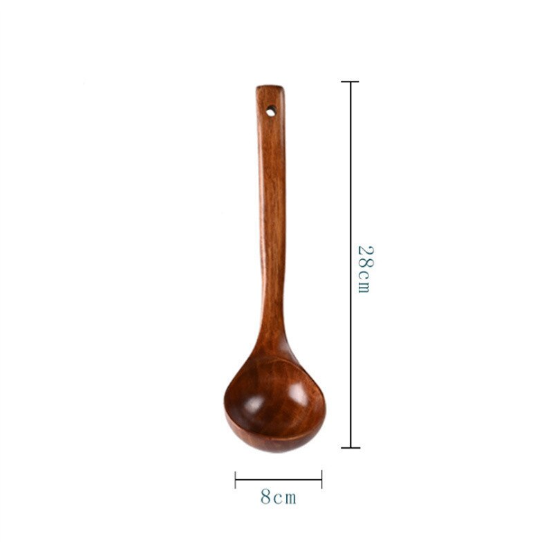Houten Soeplepel, Lange Steel Acaciahout Soep Opscheplepel Pap Lepel Handgemaakte Keuken Kookgerei(10.6inch