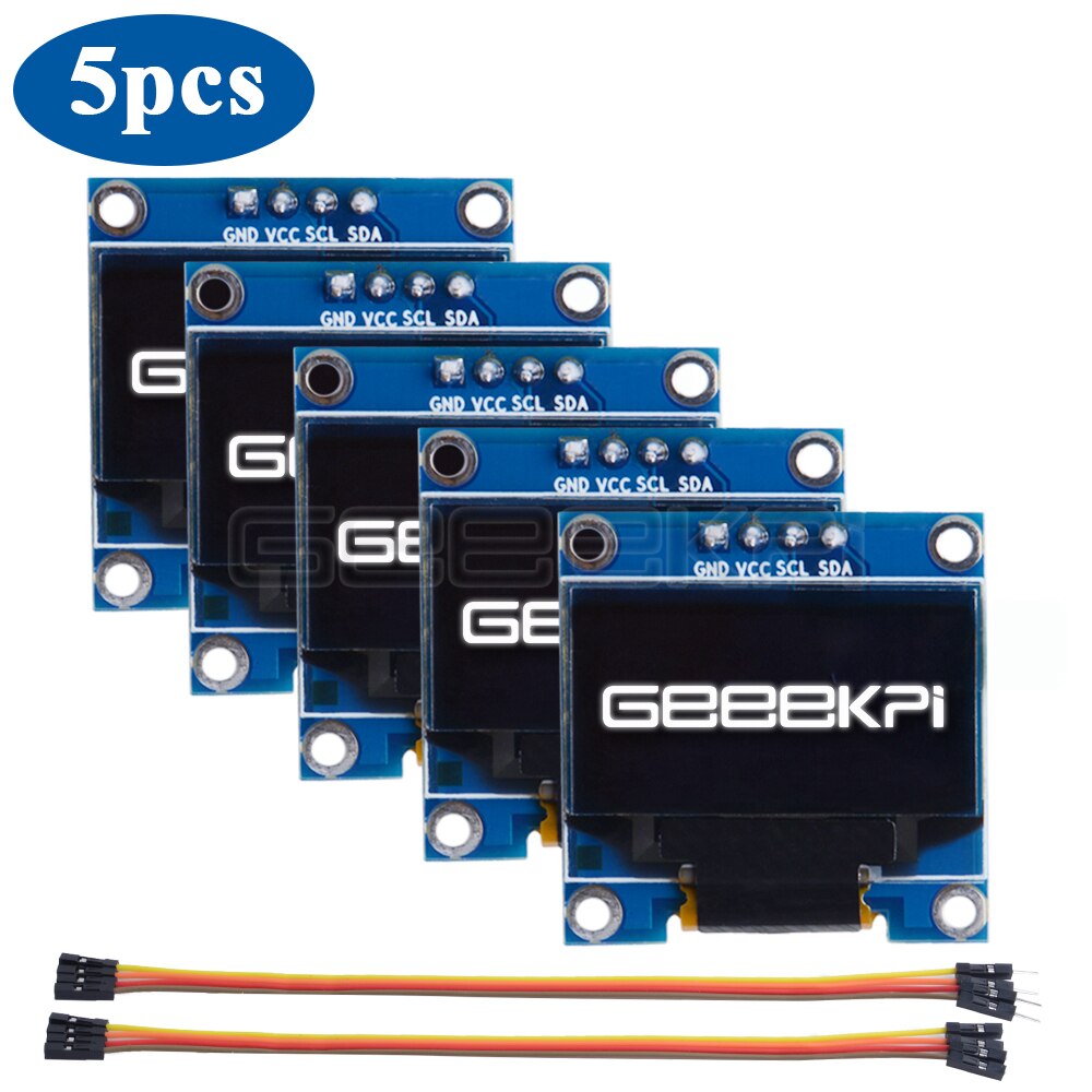 GeeekPi, módulo de pantalla OLED de 0,96 pulgadas, 128x64 IIC SSD1306 para Raspberry Pi 4 B / 3 B (+) / 2 B / Zero (W) / Beaglebone negro/C51: 5pack