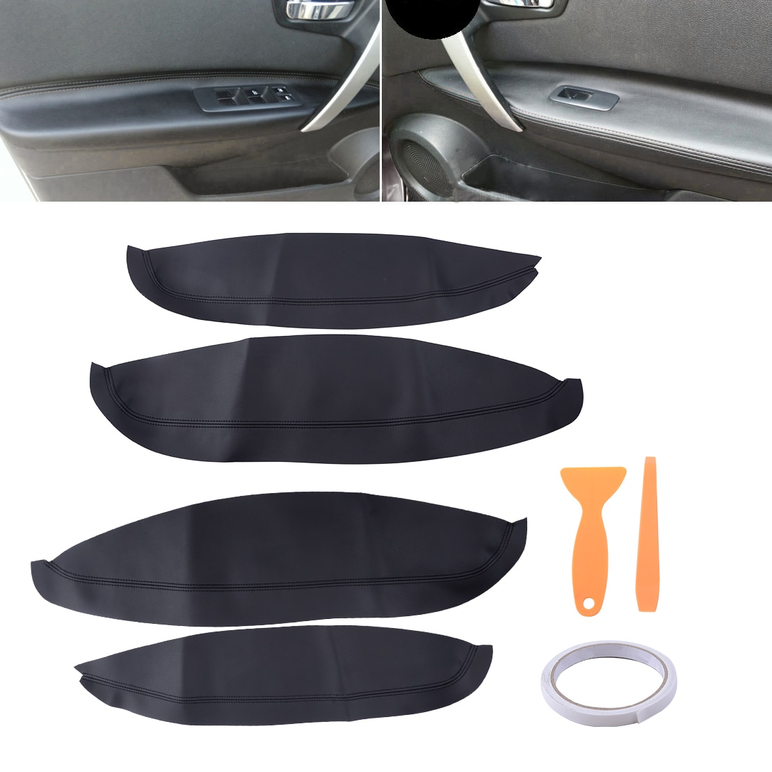4 Stuks Deur Armsteun Panel Microvezel Leer Trim Cover Fit Voor Nissan Qashqai J10 2007
