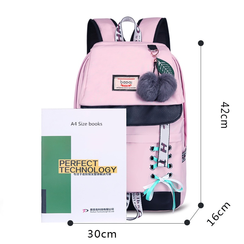 Fengdong moda preto rosa impermeável náilon mochila escolar para meninas estilo coreano mochila bonito bowknot crianças sacos de escola