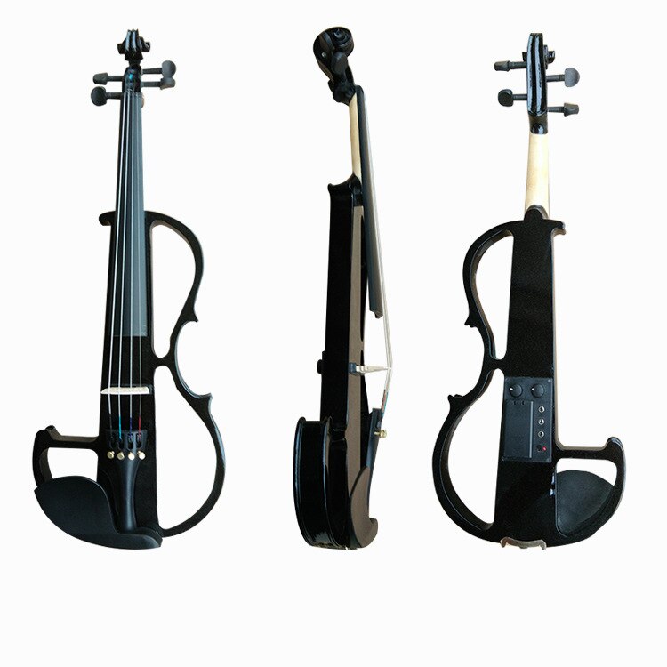 Black Upscale Hand-Made Flashing Electronic Violin Beginners Playing Electroacoustic Violin Instruments