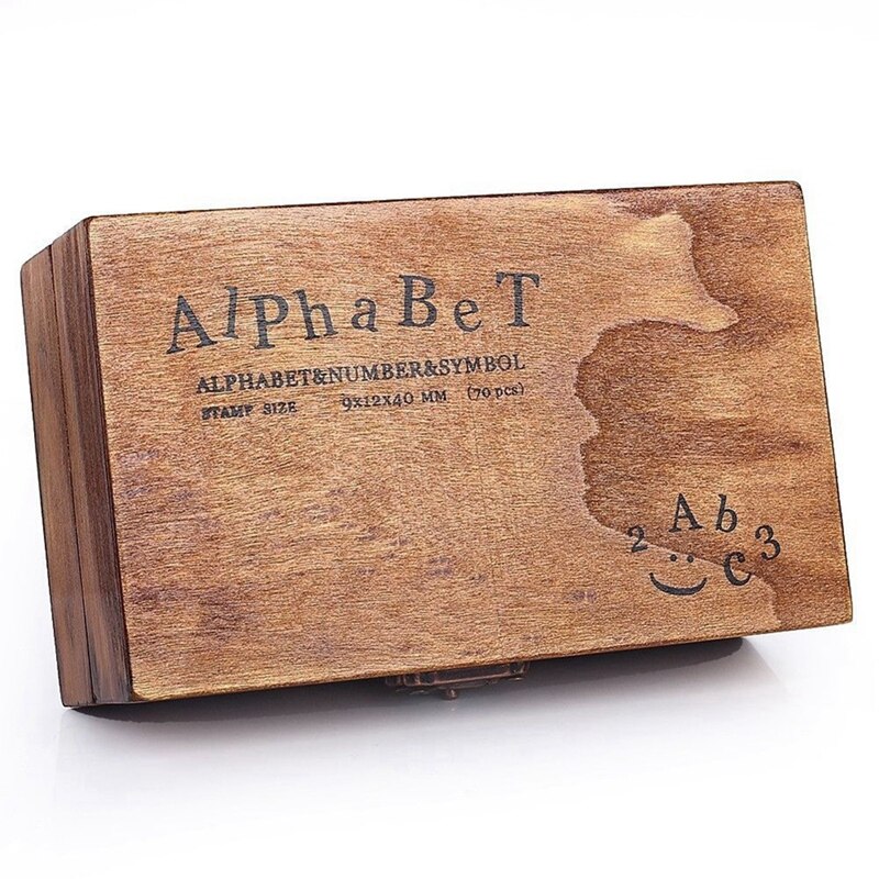 70Pcs Multi-Purpose Wood Rubber Stamps Set Alphabet Letter Number Stamp with Wooden Box