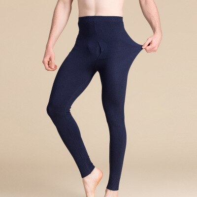 80% soie 15% cachemire 5% Spandex hommes pantalons longs hommes Leggings épais mince hiver automne pantalon: darkblue / XL