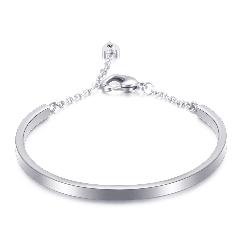 NIBA Gold-Color Cuff Bangle For Women One Row Crystal Stainless Steel Bracelet Bangle Jewelry Adjustable Chain: 1