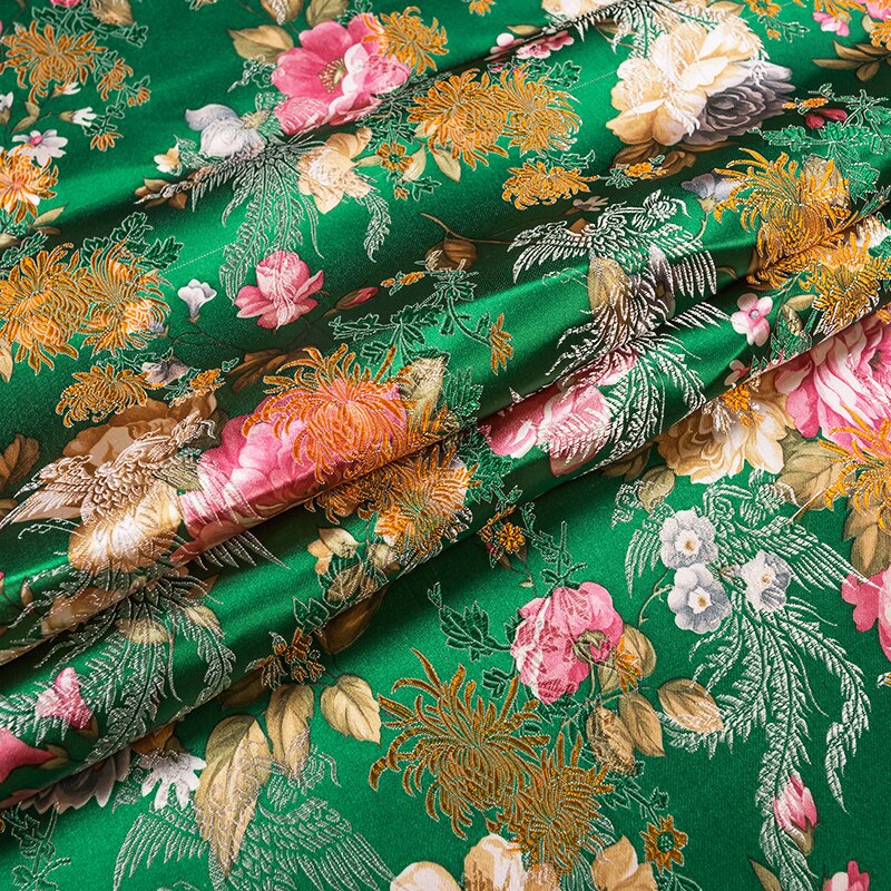 Blomster imitasjon silke damask stoffer brokade jacquard mønster symateriale til cheongsam kimono av diy stoff til kjole: 1