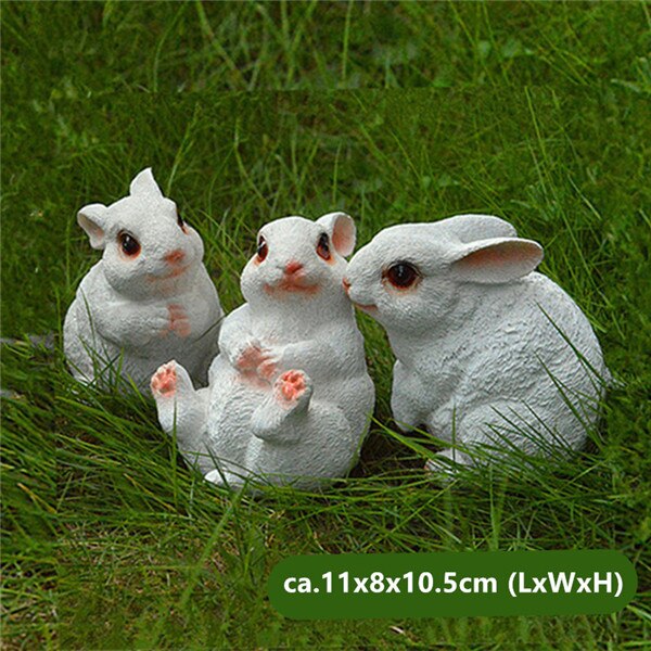 Large Resin Bunny Rabbit Figurines Garden Ornament Outdoor Art Yard Garden Animal Figurines Rabbits Decoration: 007 (3pcs)