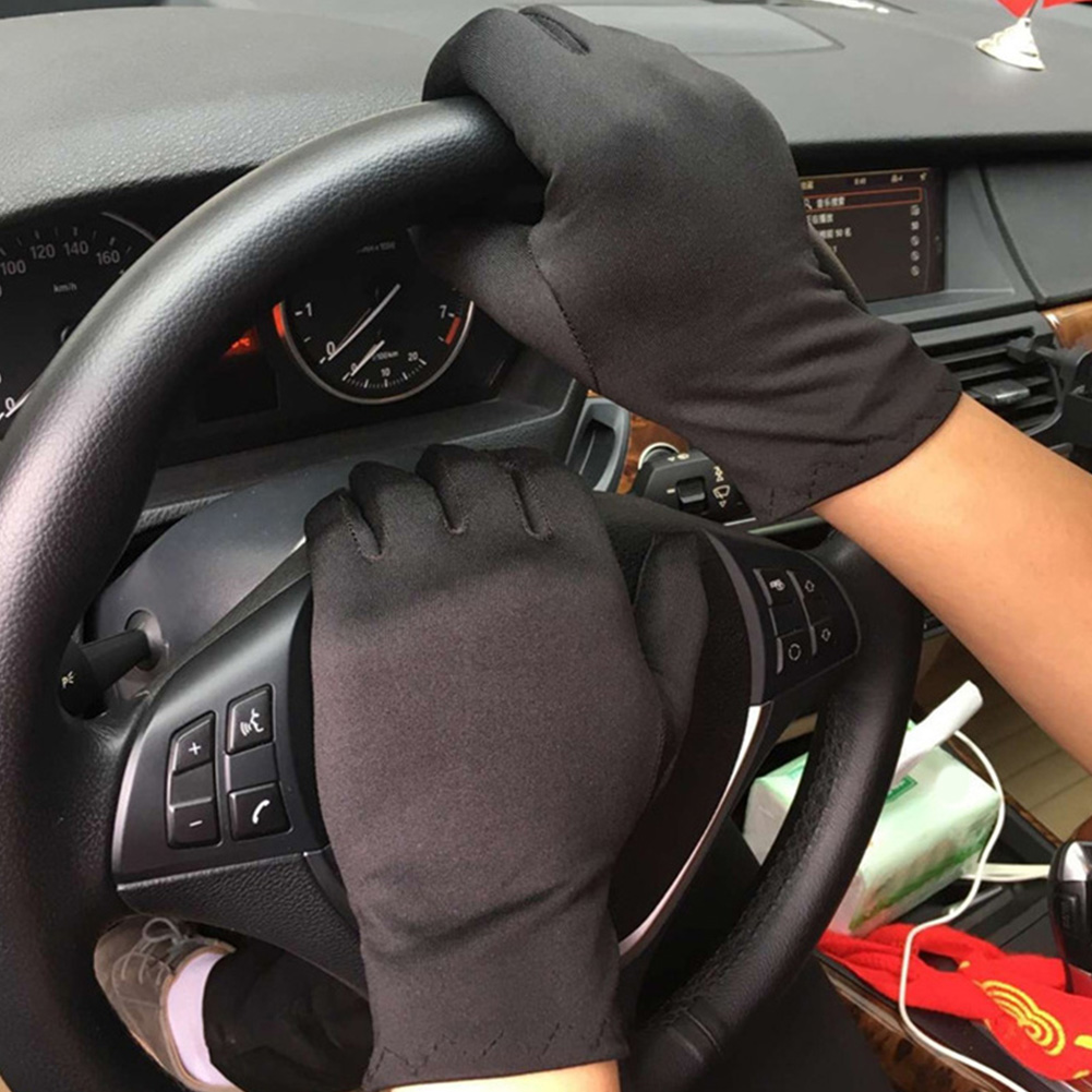 1 par de guantes de muñeca de protección solar a la , guantes de punto elásticos para mujer, guantes de punto de tela Vintage para ir de compras