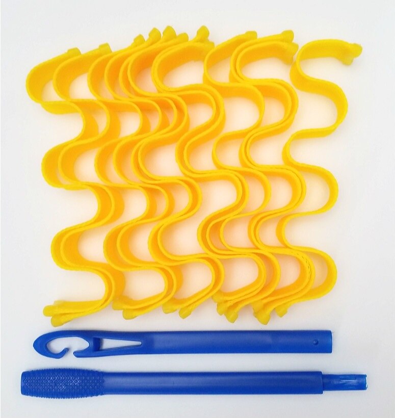 Bigoudis magiques sans chaleur pour cheveux, 30CM, 24 pièces: yellow