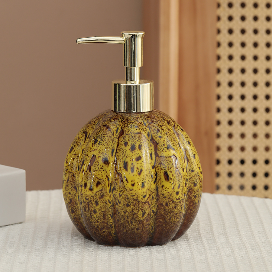 zeepdispenser Pompoen keramische fles voor handdesinfecterend middel, shampoo en douchegel, druk- en doseerfles, decoratie, dispenser: Rood
