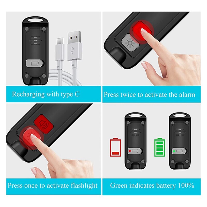 Personal Alarm For Women,130DB Safe Sound Security Alarm Keychain,Emergency Siren With LED Lights,For Children,Elderly