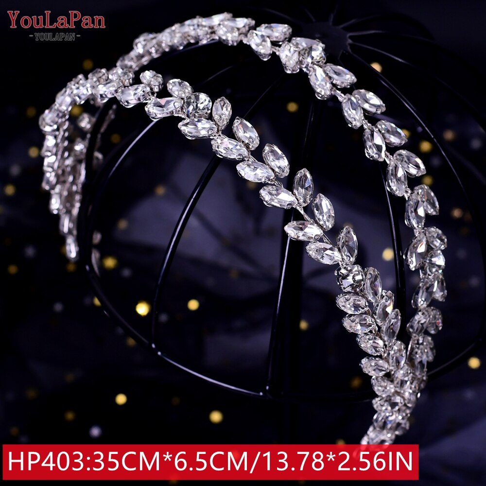 Youlapan HP308 Strass Bruids Haar Sieraden Bridal Tiara Diamanten Bruiloft Hoofddeksel Bridal Crown Silver Crystal Hoofdbanden: HP403-S