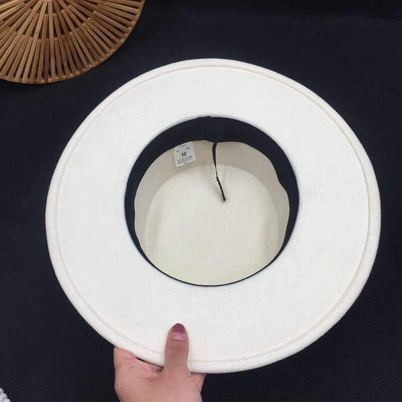 Sombreros de ala ancha con temperamento de diosa, lana blanca, para , Panamá, Europa, Estados Unidos, británico