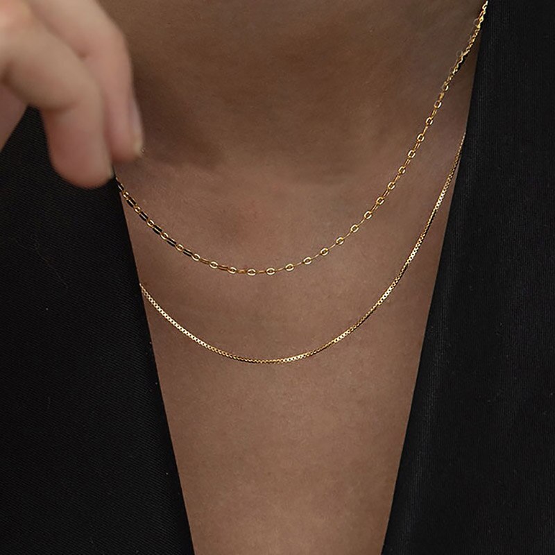 Cross chain & box chain necklaces for women stainless steel chain diy jewelry thin minimalist necklace jewelry  c026