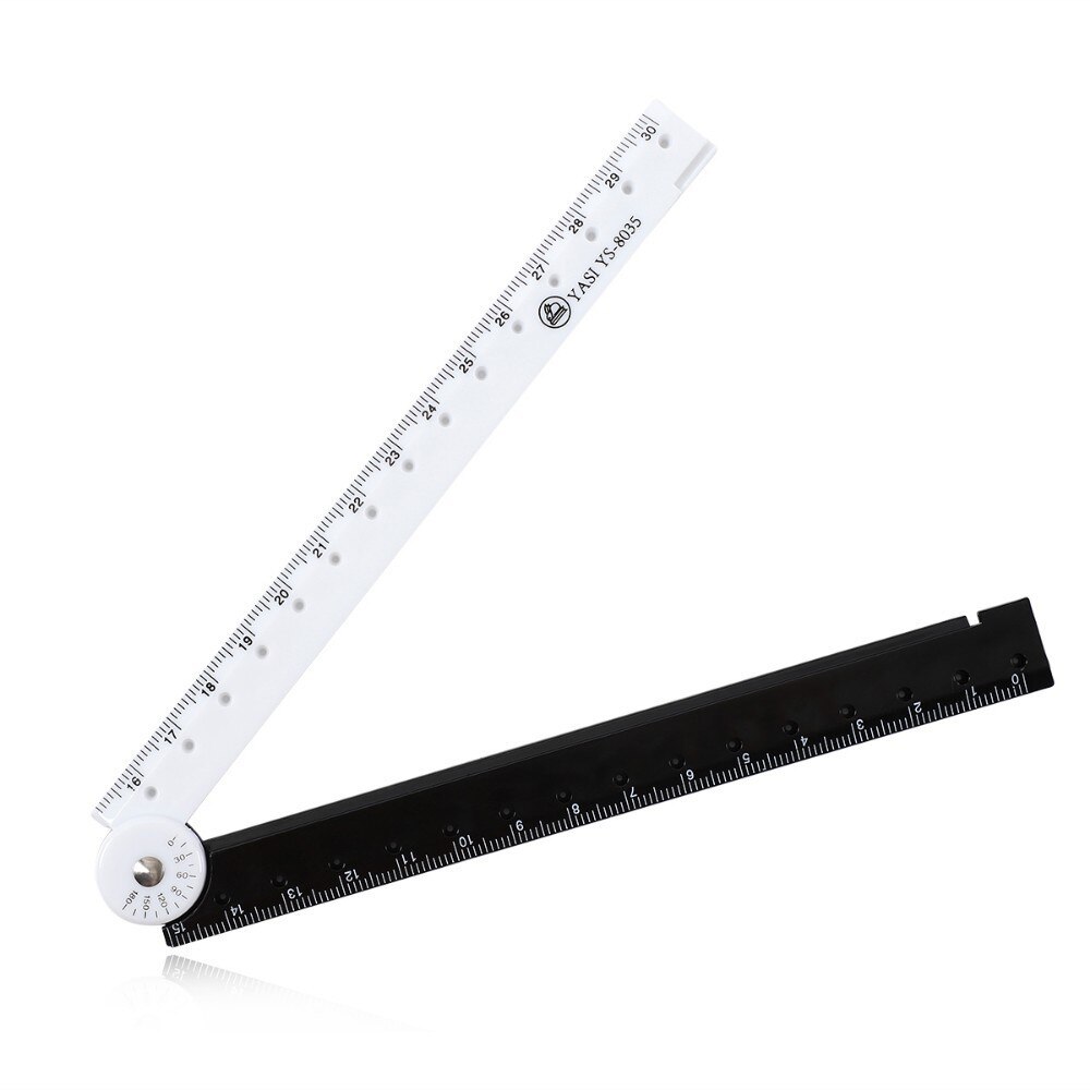 Reglas rectas plegables de plástico, blanco y negro, 30Cm, para estudiantes de dibujo, papelería para niños, suministros escolares, papelería, 1 ud.: 8035