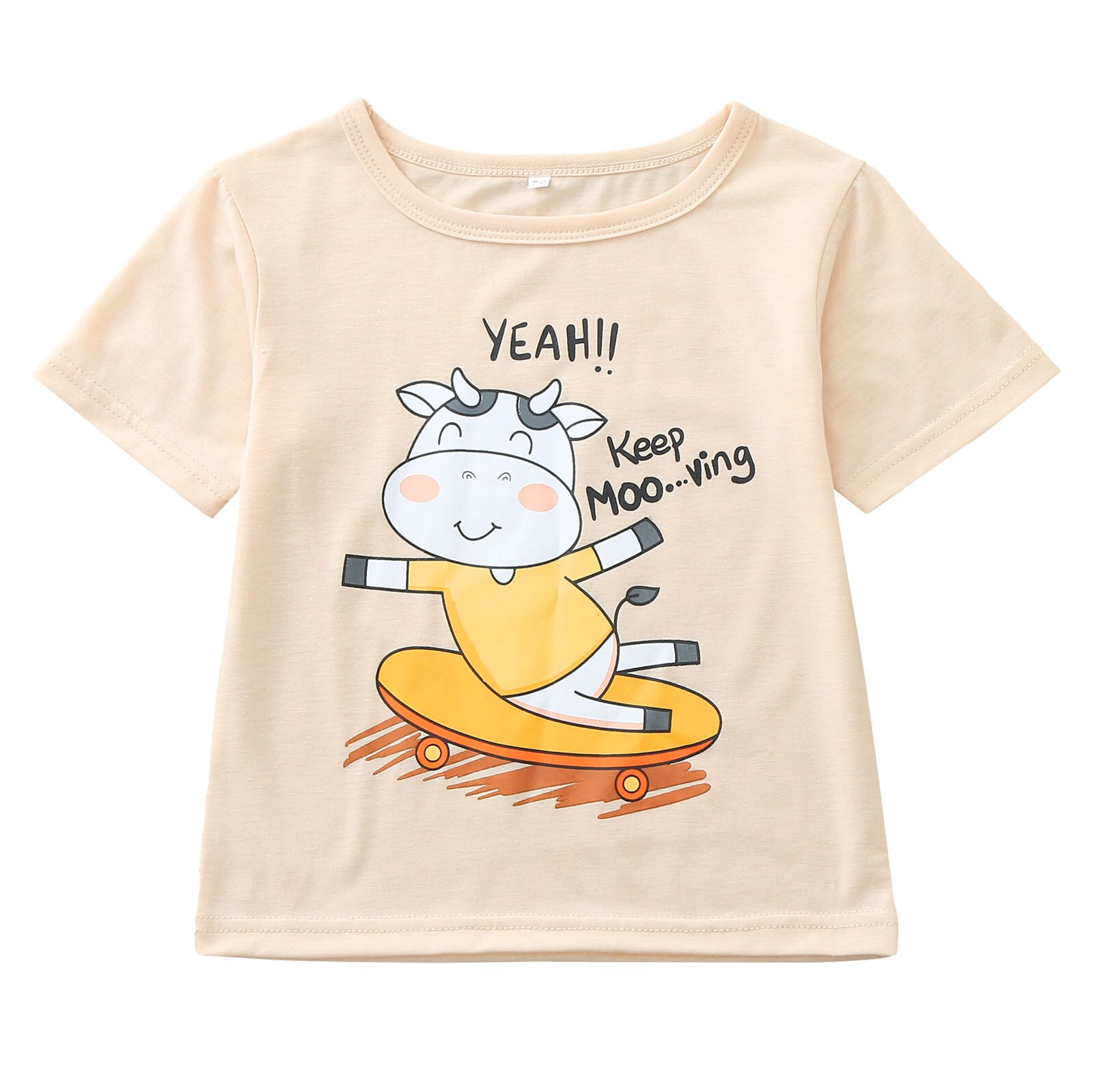 1-6years ano novo camiseta da criança dos miúdos do bebê meninas meninos de manga curta bonito dos desenhos animados vaca carta topos roupas para niñas m4: 1-2 Years