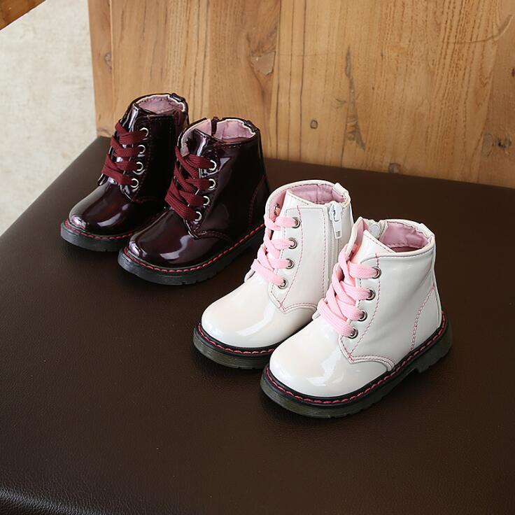 Glanzende lakleren peutermeisjeslaarzen lente herfst meisjes martin boots kinder enkellaarsjes meisjes witte sneakers maat 21-30