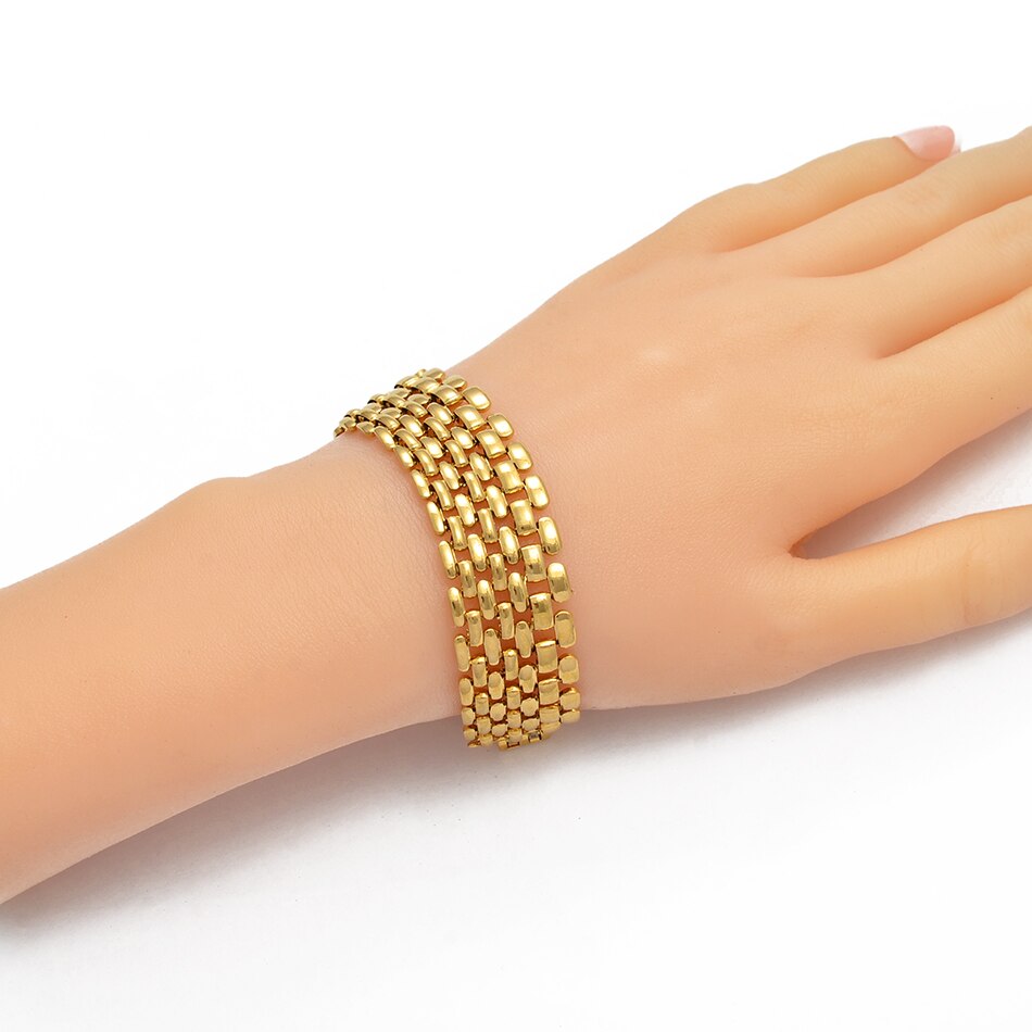 Anniyo menn armbånd gull farge og kobber smykker armring for kvinner afrikanske håndkjeder arabiske midtøsten  #004802
