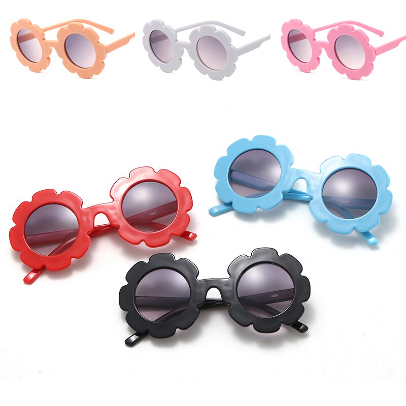Plastic Bloem Kids Zonnebril Meisje Baby Kind Glazen Goggles Kleine Gezicht Pak Voor 2 ~ 6 Leeftijd