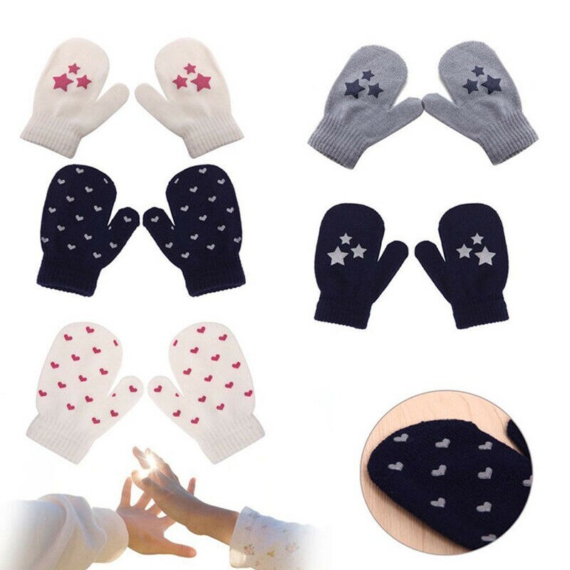 Kinderen magische handschoenen paar winter warme meisjes jongens stretch zwart zacht kinderen unisex dikker baby schattige print handschoen herfstkleding