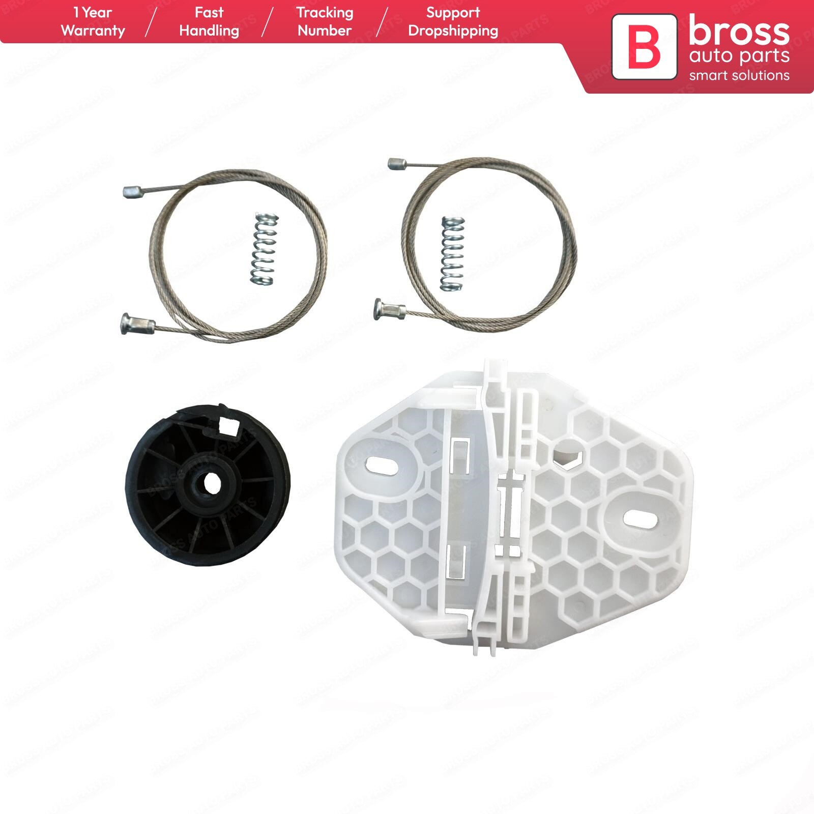 Bross BWR5103 Electrical Power Window Regulator Repair Kit Front Left Door Driver Side for Dacia Logan MK1 2004 4/5-Door