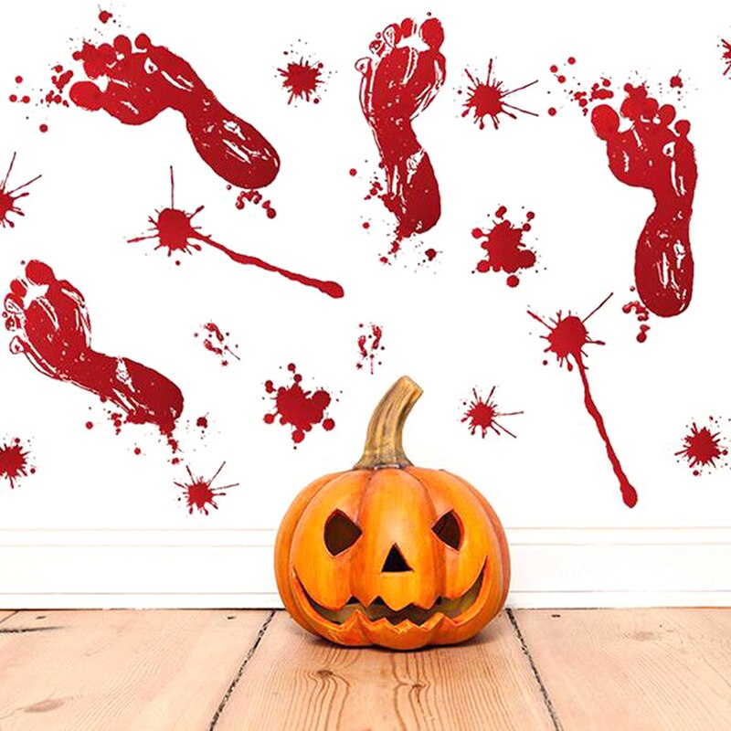 Horror Decal Blood Handprint Glass Window Sticker Halloween Decor Wall Stickers