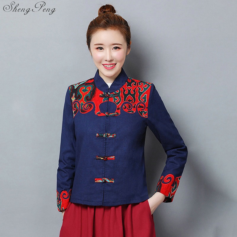 Traditional chinese clothing for women cheongsam top mandarin collar womens tops and blouses oriental China clothing V1738
