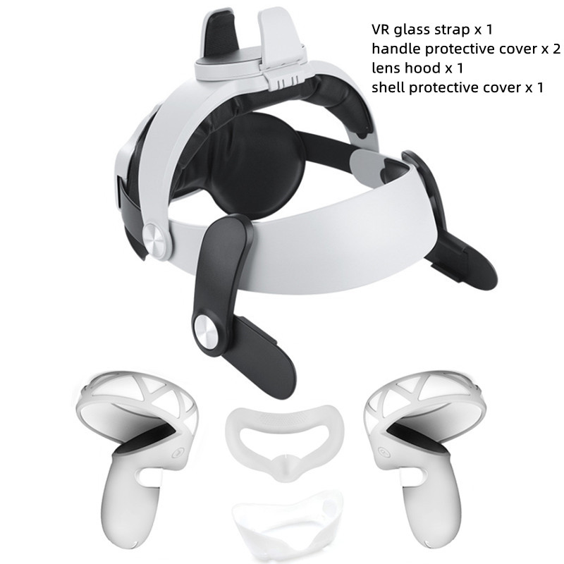 VR Protective Cover Set For Oculus Quest 2 Touch Handle Cover Strap For Oculus Quest 2 Accessories Face Pad Silicone Case: transparent white