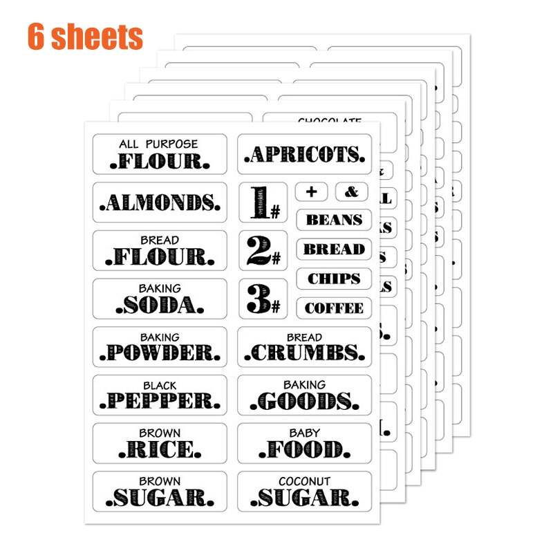Farmhouse Pantry Labels 6 Sheets Transparent Waterproof Pantry Stickers Food Jar Labels for Pantry Organization MUMR999