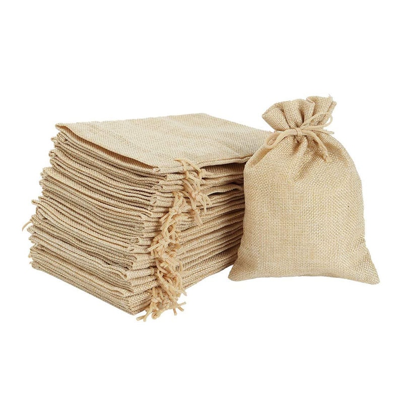 100 Pcs 5X7 Inch Burlap Bags with Drawstring Jute Drawstring Bags for Party Favors Wedding Party Favor &