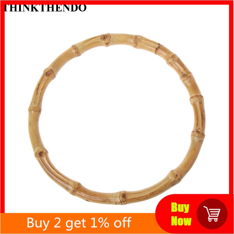 THINKTHENDO Round Bamboo Bag Handle for Handcrafted Handbag DIY Bags Accessories