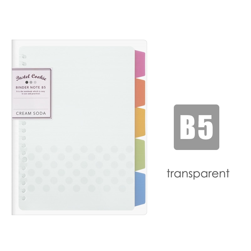JIANWU japan KOKUYO Macaron note book loose leaf inner core A5 B5 notebook diary plan binder office school supplies ring binder: B5 transparent