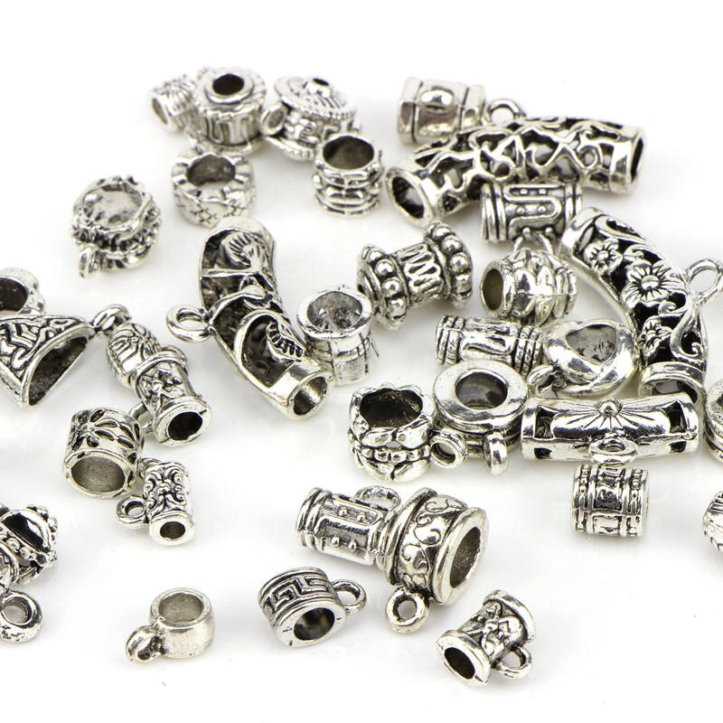 40pcs/set Antique Silver Connector Charms Crafts Bail Beads Pendant Clasp Bracelet Connector Diy Jewelry Making Accessories