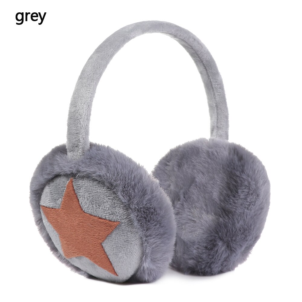 Pluizige Oorbeschermers Herfst Winter Warm Comfortabele Warm Oorklep Vrouwen Mannen Outdoor Skiën Fietsen Rijden Oorbeschermers Ster Oorwarmers: Grey