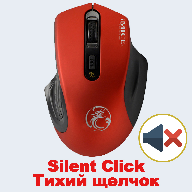 USB Wireless Mouse 2000DPI USB 2.0 Receiver Optical Computer Mouse 2.4GHz Ergonomic Mice For Laptop PC Sound Silent Mouse: Red Silent Click