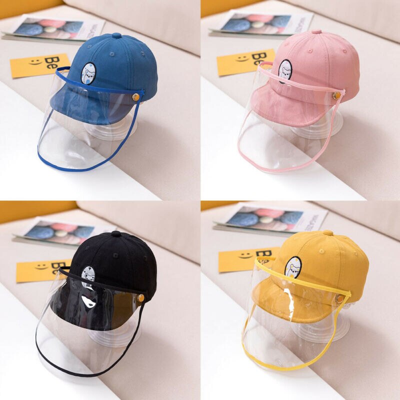3-12m peuter kinderhoedjes schattige voorruit stofkap afneembare baseballpet voor twee doeleinden volledige gezichtsbeschermende hoed unisex anti-stof